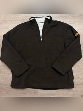 Orvis Men's Dark Brown Quarter-Zip Sweater Sherpa Lined Medium